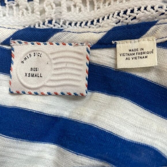 Anthropologie Postmark Crochet Lace Overlay Striped Swing Tank Top - Size XS - Picture 4 of 6